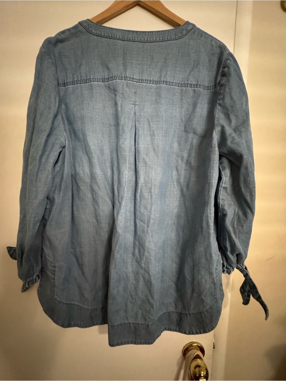 Vineyard Vines Light Blue Chambray Tunic with Gingham Trim - Picture 2 of 5